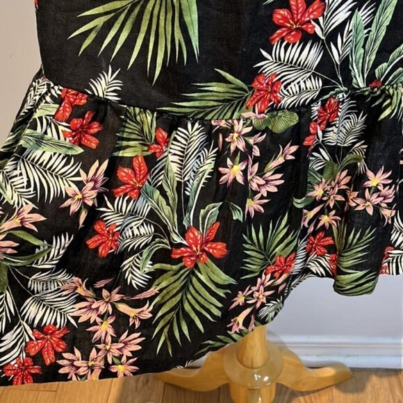 Vicci Germany 100% linen floral button down belted midi dress size (40) US8-10 - Picture 5 of 10